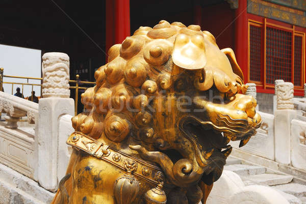 Bronz aslan yasak Şehir giriş tapınak Stok fotoğraf © anbuch