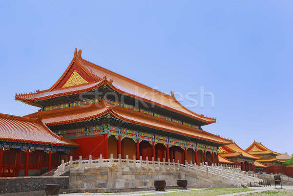 ősi templom császár tiltott város épület kék Stock fotó © anbuch