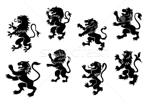Royal heraldic black lions Stock photo © anbuch