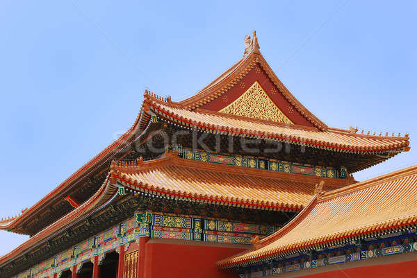 Antigo templo imperador cidade proibida edifício azul Foto stock © anbuch