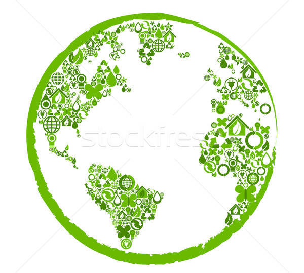 Verde tierra ecológico símbolos casa árbol Foto stock © anbuch