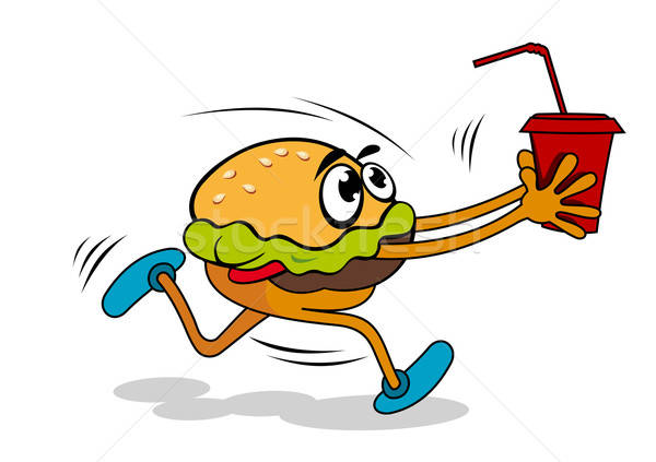 Hamburger succo fast food cartoon alimentare pane Foto d'archivio © anbuch