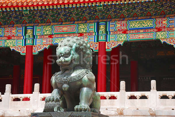 Bronz oroszlán tiltott város bejárat császár templom Stock fotó © anbuch