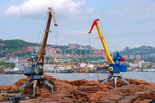Seaport cranes Stock photo © anbuch