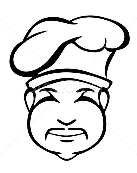 Japán szakács vékony bajusz fehér rajz Stock fotó © anbuch
