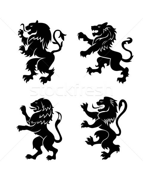 Boos silhouetten ingesteld heraldiek ontwerp kunst Stockfoto © anbuch