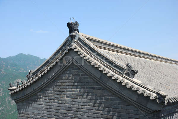 Tető kínai templom Nagy Fal terv háttér Stock fotó © anbuch