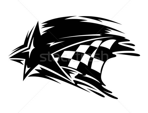 Racing Motorsport Symbol Sterne schwarz weiß schachbrettartig Stock foto © anbuch