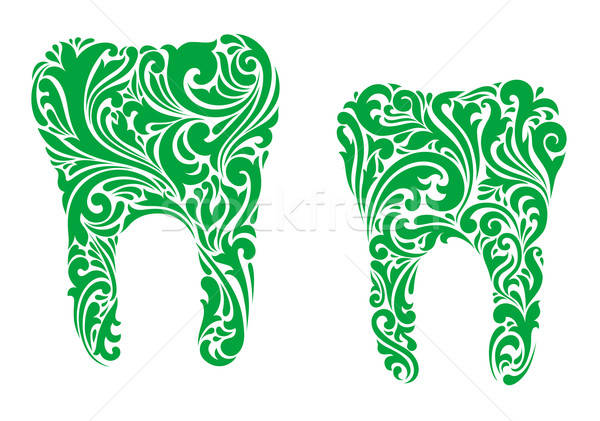 歯 フローラル パターン 装飾的な 緑 白 ストックフォト © anbuch