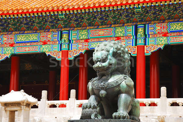 бронзовый лев Запретный город вход император храма Сток-фото © anbuch