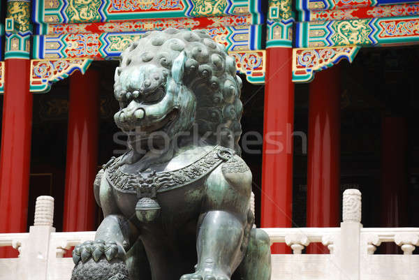 Bronze lion cité interdite entrée empereur temple Photo stock © anbuch