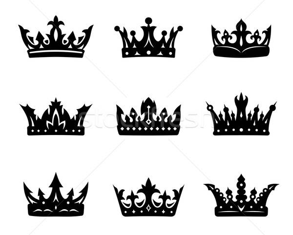 Stock photo: Black heraldic royal crowns