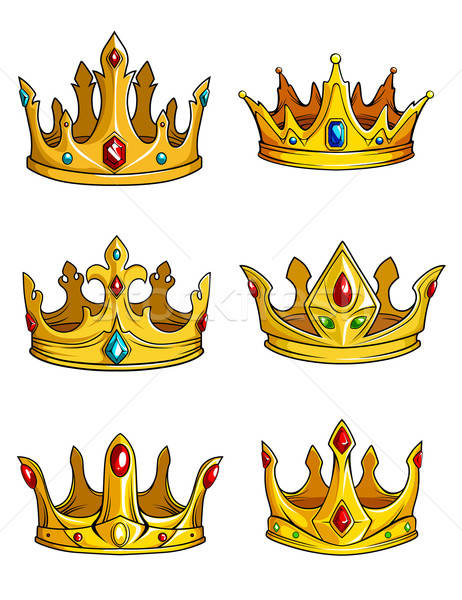 Golden royal crowns decorated with gemstones Stock photo © anbuch