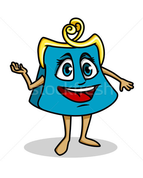 Albastru femeie pungă zâmbet desen animat stil Imagine de stoc © anbuch