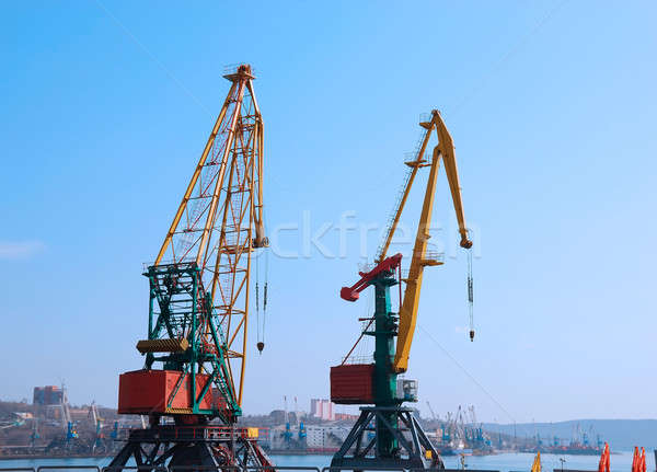 Cranes in port Stock photo © anbuch