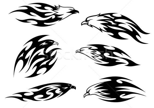 Black and white flying eagles tattoos Stock photo © anbuch