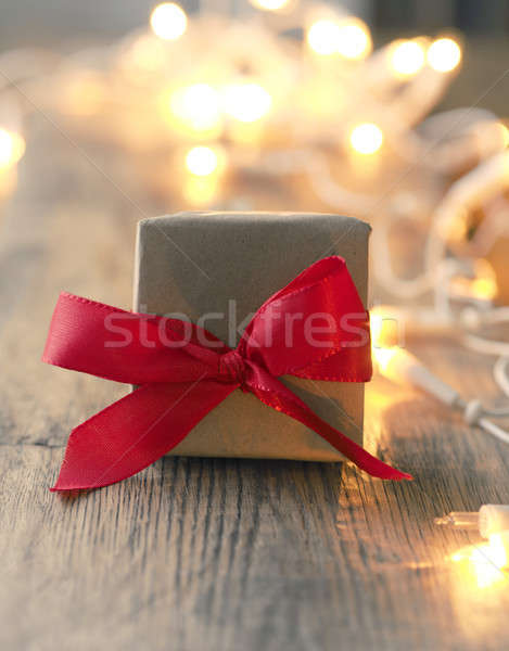 Christmas gift box with blurred lights Stock photo © andreasberheide