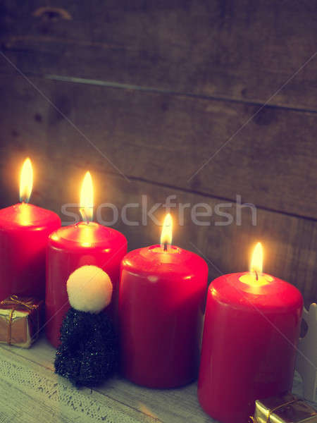 Red Advent candles, retro stylized Stock photo © andreasberheide