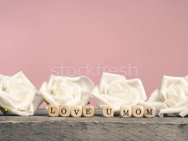 幸せな母の日 白 バラ 木製 素朴な ボード ストックフォト © andreasberheide