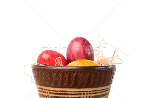Huevos de Pascua colorido cerámica tazón blanco primavera Foto stock © andreasberheide