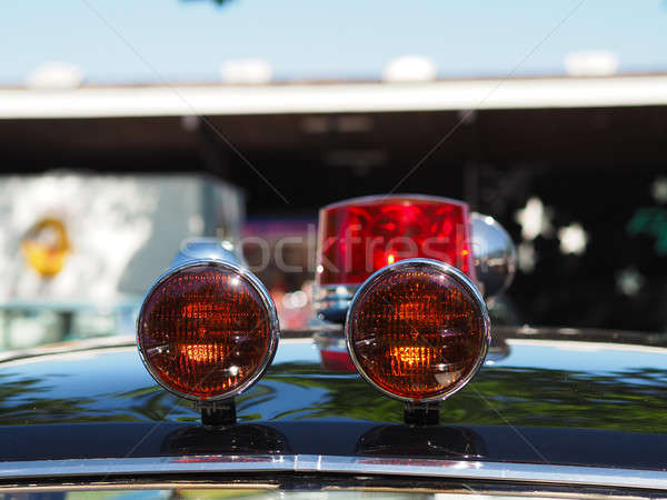 [[stock_photo]]: Vintage · police · voiture · détail · grand · entrepôt