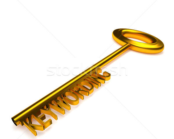 Golden key with the word keywording, 3d rendering Stock photo © andreasberheide