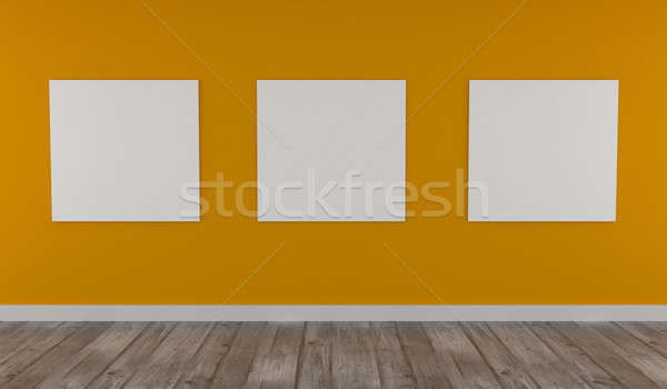 Download Mock Up Poster On Yellow Wall Stock Photo C Andreas Berheide Andreasberheide 8206639 Stockfresh PSD Mockup Templates