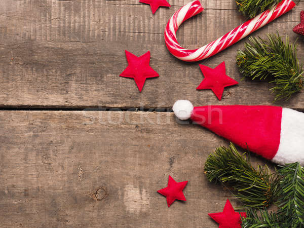 Rustic wood with Christmas decoration Stock photo © andreasberheide