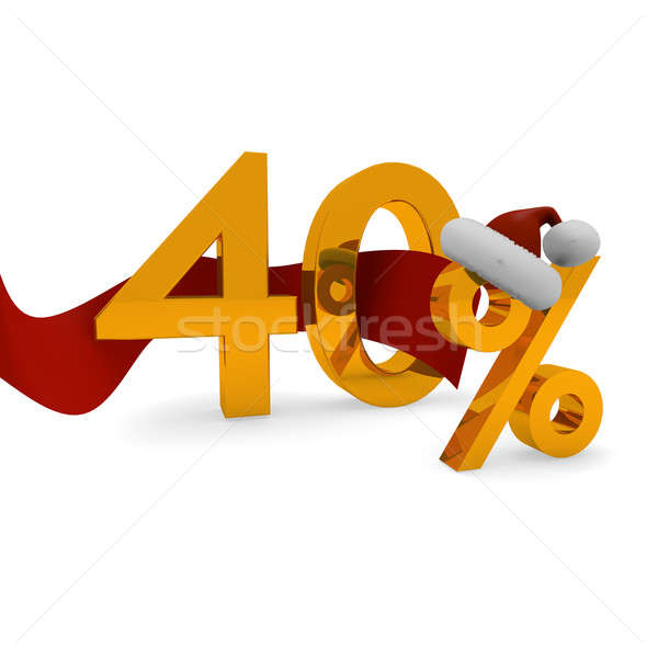 Negyven százalék árengedmény 40 vörös szalag boldog Stock fotó © andreasberheide