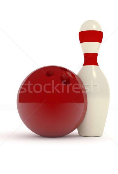 Bowling broches rouge balle boule de bowling blanche [[stock_photo]] © andreasberheide