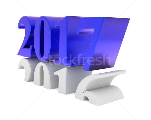Yeni yıl 3d illustration görüntü mavi çelik Stok fotoğraf © andreasberheide