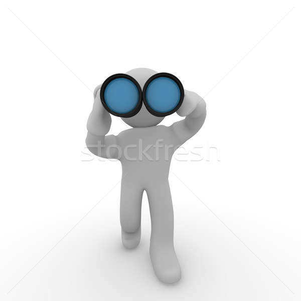 O homem 3d binóculo branco ver olho Foto stock © andreasberheide