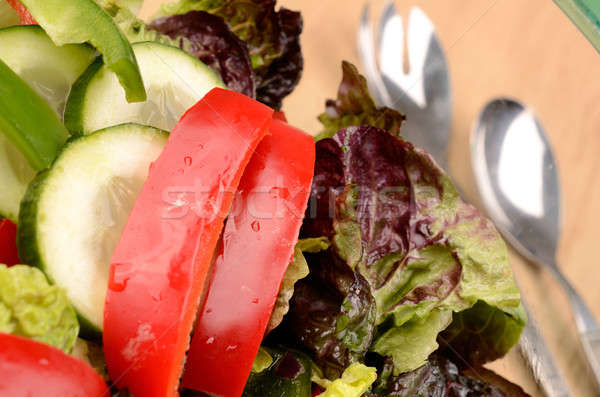 свежие салата овощей чаши фон красный Сток-фото © andreasberheide