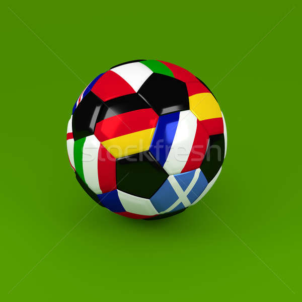 Soccer ball with European flags, 3d rendering Stock photo © andreasberheide