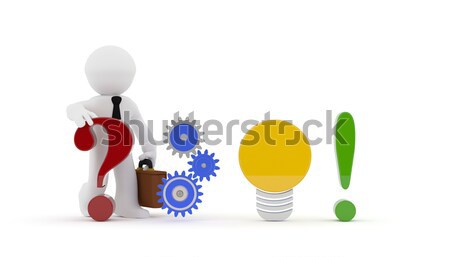 Stock photo: New ideas concept with a character, 3d render