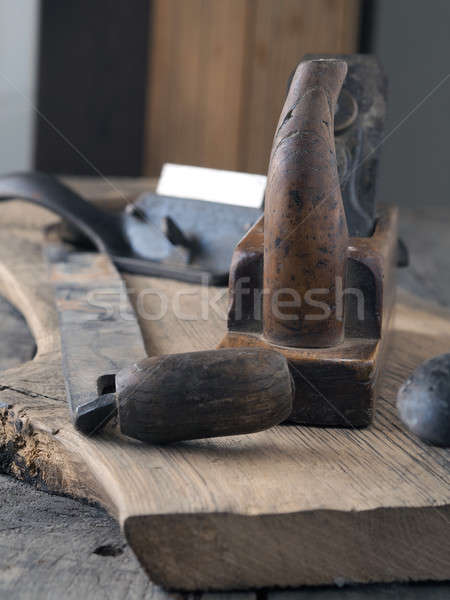 Zimmerei Holz arbeiten alten Eiche Planke Stock foto © andreasberheide