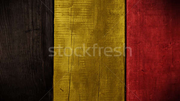 Stock photo: Belgian flag on wood