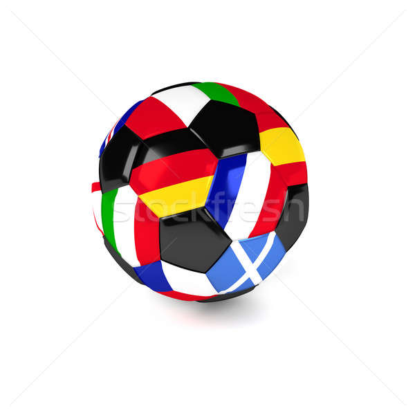 Foto stock: Futebol · europeu · bandeiras · 3D · branco