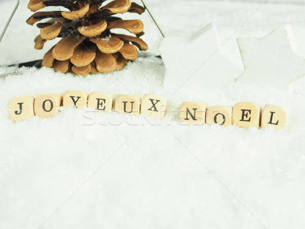 Franceza cuvinte vesel Crăciun zăpadă Imagine de stoc © andreasberheide