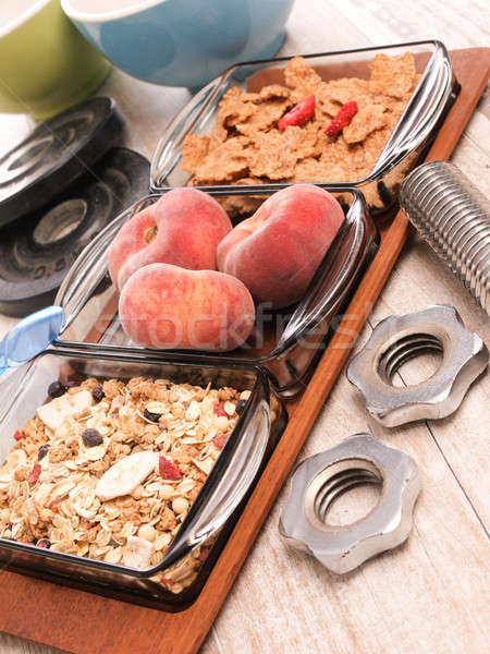 Foto d'archivio: Sani · colazione · fresche · frutti · muesli · vetro