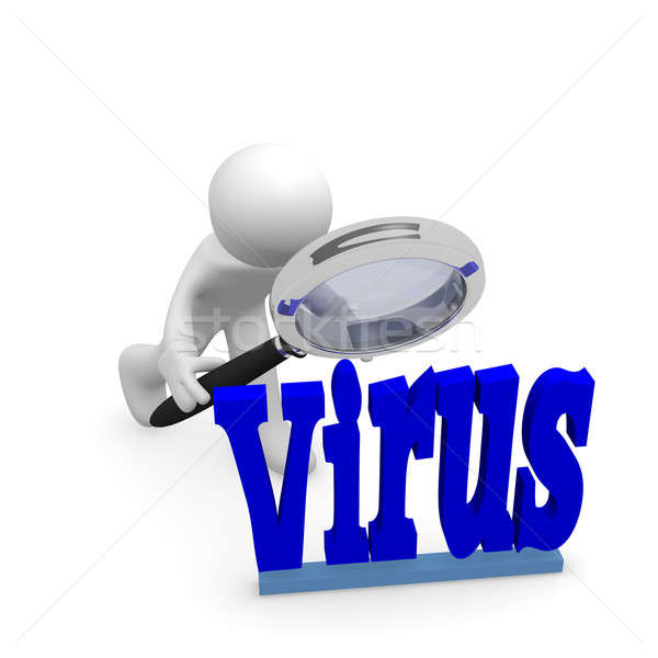 Vírus keresés 3d ember nagyító keres számítógépes vírus Stock fotó © andreasberheide