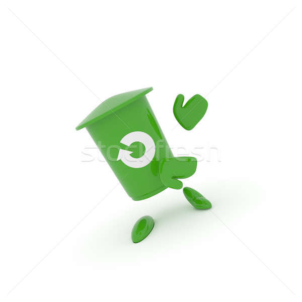Green garbage bin on white Stock photo © andreasberheide