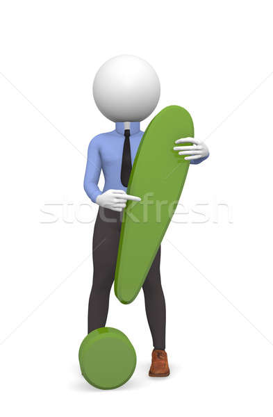 Faq 3D uomo d'affari verde punto esclamativo sfondo Foto d'archivio © andreasberheide