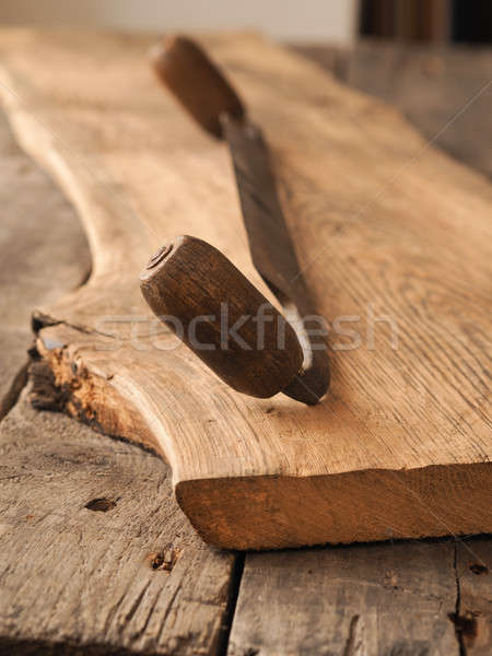 Old wood plane on oak plank Stock photo © andreasberheide