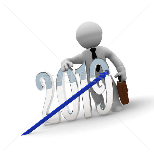 Small businessman with an upswing arrow Stock photo © andreasberheide