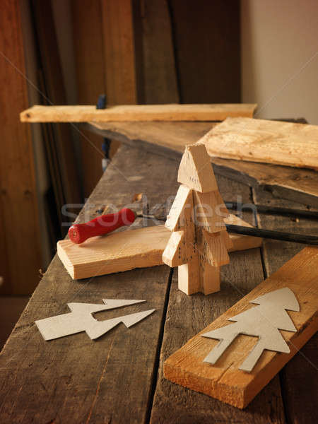 Making a wooden Christmas tree Stock photo © andreasberheide