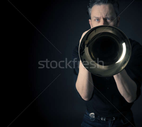 Sombre portrait laiton musicien noir [[stock_photo]] © andreasberheide