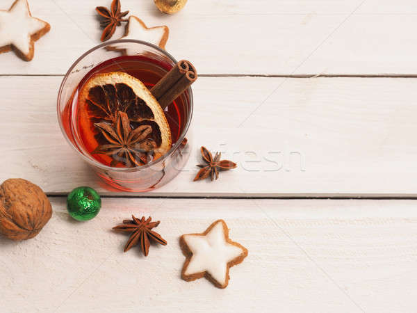 [[stock_photo]]: Vin · cannelle · star · anis · verre · blanche