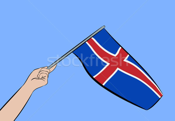 Hand with flag of Iceland Stock photo © andreasberheide