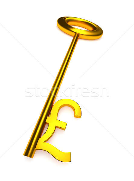 Altın anahtar pound ikon beyaz finansal Stok fotoğraf © andreasberheide